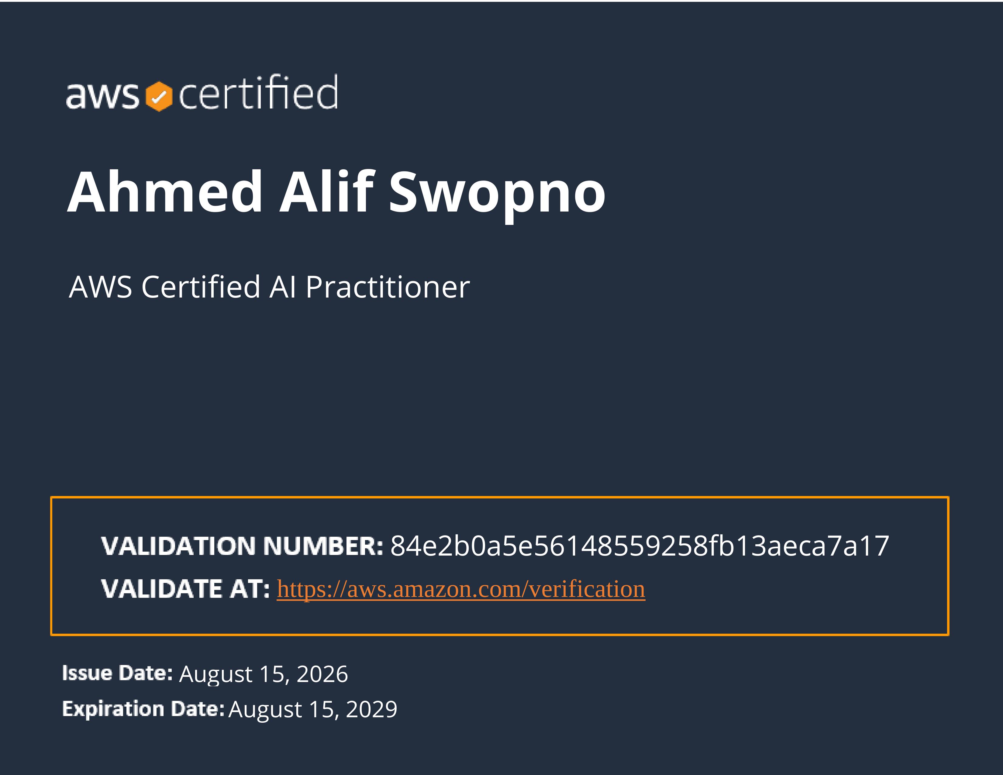 AWS Certified AI Practitioner certificate
